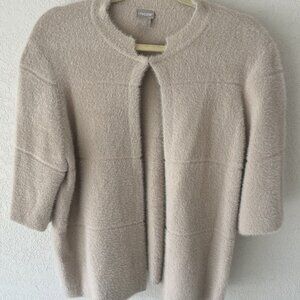 Chicos Fuzzy Blush cream Open Cardigan Womens Sz 2/Large Super Soft